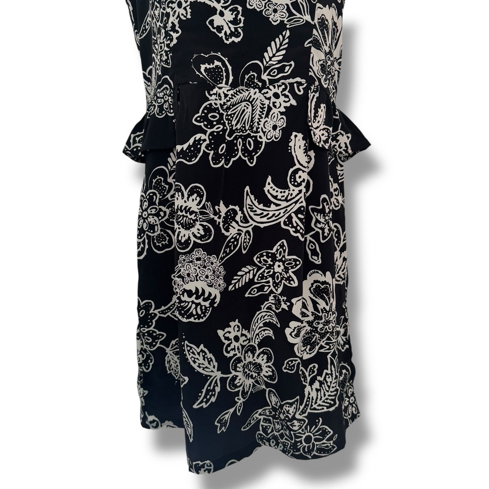 Y2K American Eagle Outfitters Sleeveless Dress Size 10 Black White Floral Ruffle - Picture 3 of 10